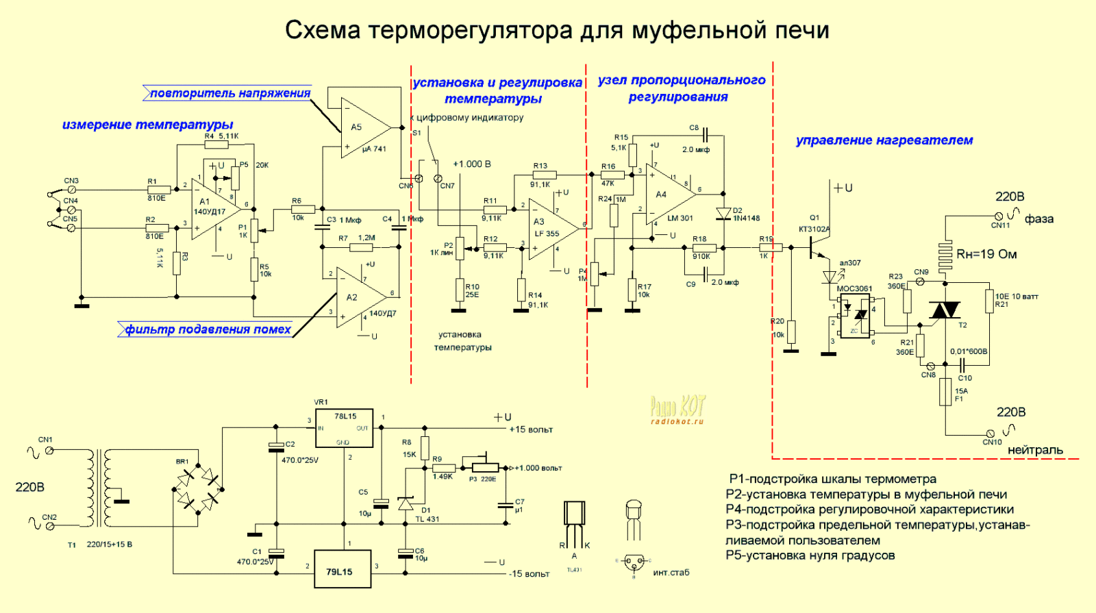 Схема терморегулятора муфельной печи