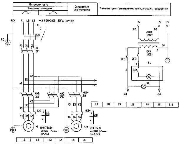 Электрическая схема настольно-сверлильного станка ГС2116К
